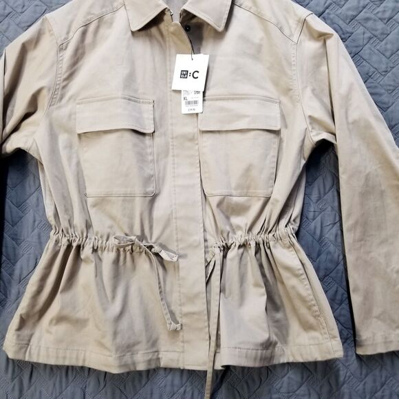 UNIQLO:C Cotton Blend Drawstring Jacket Cotton XL Brown New Cotton Blend - Picture 2 of 13